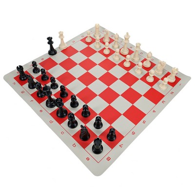 Tournament Chess Set, 20" Vinyl Board, 34 Pieces, King 3.75"
