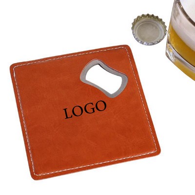 Dual-Purpose Leatherette Opener Coaster