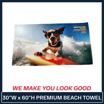 Premium | Beach Towel - 30"w x 60"h - (Full Color Dye Sublimated) | Decorated in the USA 400GSM