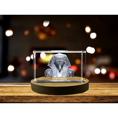 Pharaoh Khéphren Egyptian 3D Engraved Crystal Trophy Award