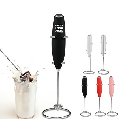 Handheld Electric Coffee Stirrer Milk Frother w/Stand