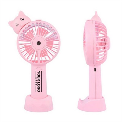 Compact USB Handheld Fan with Cartoon Stand and Portable Design