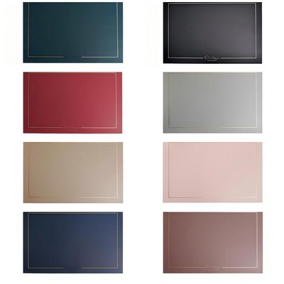 Waterproof PU Leather Placemat With Gold Border Design