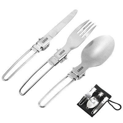 Folded Knife Fork Spoon Set w/Pouch