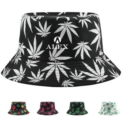 Hip Hop Cap Maple Leaf Sun Flat Top Bucket Hat
