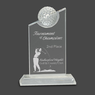 Clear Crystal Golf Pinnacle Award, Small (5-1/2"x7-1/4"H)