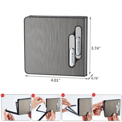 20 Sticks Automatic Cigarette Case w/X-Lightning Lighter