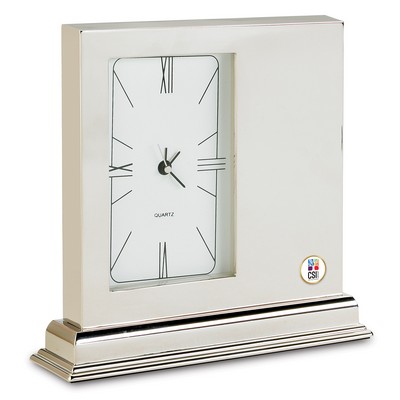 Quartz Metal Desk Clock W/ Color Medallion