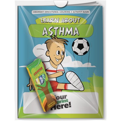Combo Pack - "Learn About Asthma" Coloring Book & 4-Pack of Crayon (Imprinted) in a Poly Bag