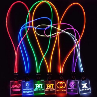Custom Acrylic Light-Up LED ID Card Holder w/ Lanyard