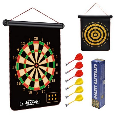 15" Magnetic Dartboard Set with 6 Darts Double Sided