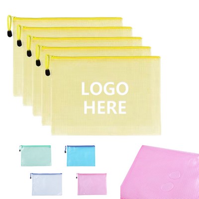 A4 Size Transparent Mesh Zipper File Bag