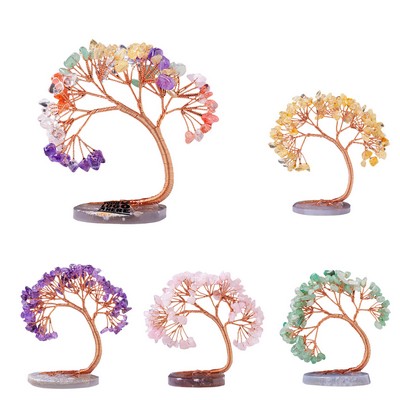 Agate Base Crystal Phoenix Tail Tree