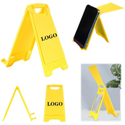 Portable Foldable Warning Sign Phone Holder Stand w/Mirror