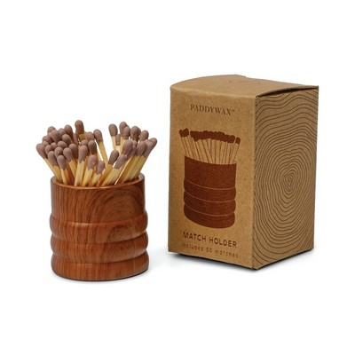Grain Wood Match Holder - Brown