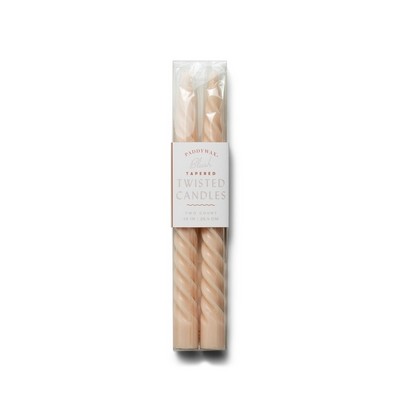 Twisted Taper 10" Tall Blush Boxed Candles, 2 Per Pack
