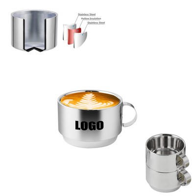 10 Oz. Double Wall Stainless Steel Coffee Mug with Collapsible Handles