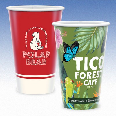 16 oz-Plastic-Free, Compostable, Recyclable Paper Cups