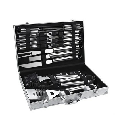 24 Pieces BBQ Accessories Grill Tools Set with Aluminum Case