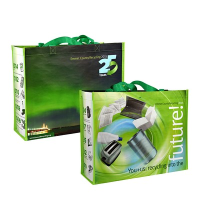 145g Full-Color Printed Laminated RPET Custom Tote Bag (15"x13"x6")