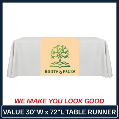 Value 30"W x 72"L Table Runner Full Color Print Dye Sublimation (Full Coverage Dye Sublimation)