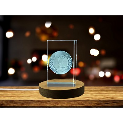 Pound 3D Crystal Trophy Award w/LED Base