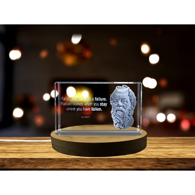 Socrates 3D Engraved Crystal Trophy Award w/Philosophy Quotes