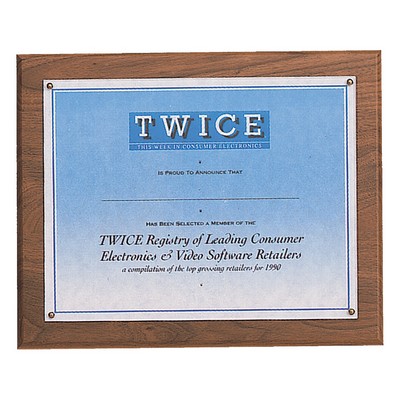 Solid Walnut Certificate Plaque with Plexiglass Cover