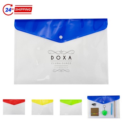 A4 Colorful Transparent Horizontal File Bag