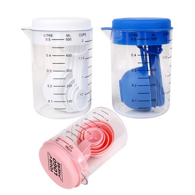 17oz Plastic Measuring Cup Set W/ 7pc Measuring Spoon