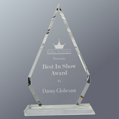 Crystal Diamond Tower on Clear Pedestal Base, Large (10-3/4"H)