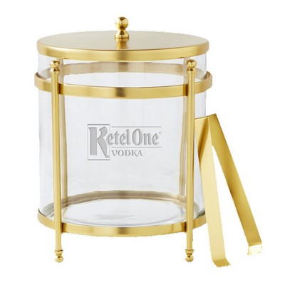 Antique Brass and Glass Ice Bucket