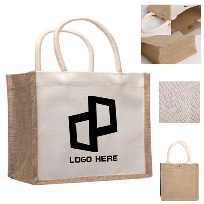 Opening-Top Tote Jute Handbag