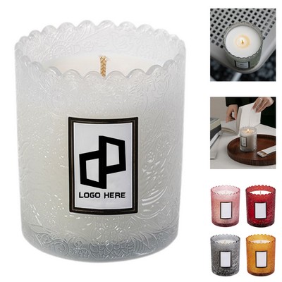 12Oz.Aromatherapy Candles W/ Carved Glass Holder