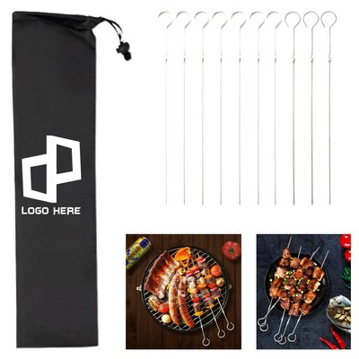 10Pcs Bbq Kabob Skewers Sticks