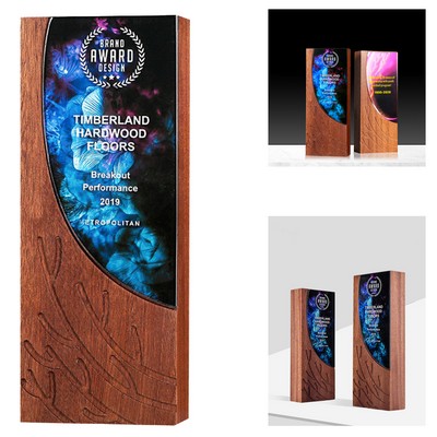 Anniversary Crystal And Wood Tropy