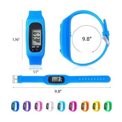 Silicone Pedometer Bracelet Watch