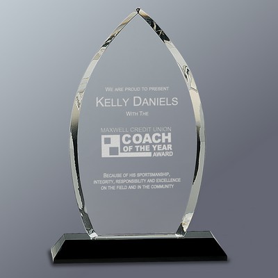 Crystal Oval on Black Pedestal Base, 6-1/2"x9-1/2"H