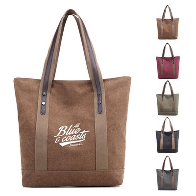 Travel Canva Shoulder Tote Bag