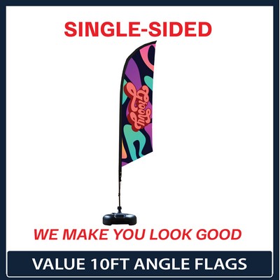 Value 10' Angle Flag - Single Sided Graphic Water Base