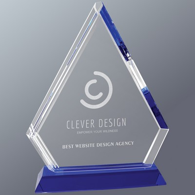 Clear Crystal Diamond on Blue Crystal Base, Large (7"x 9-3/4"H)