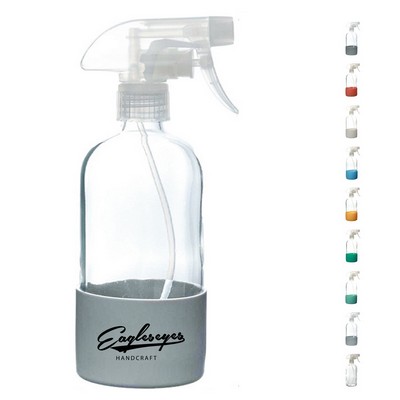 Empty 17oz Clear Glass Spray Bottles with Silicone Sleeve