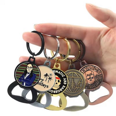 Custom Enamel Coated Zinc Alloy Bottle Opener Keychain