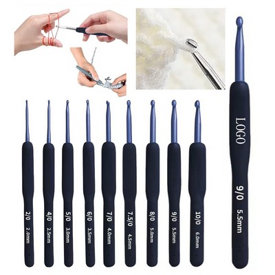 Soft-Handle Crochet Hooks with Blue Aluminum Hook Heads