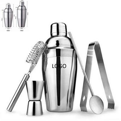 5 PCS Cocktail Shaker Set Stainless Steel