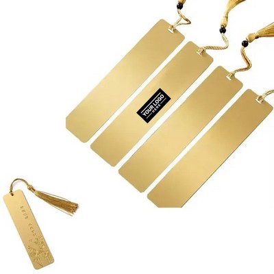 Elegant Gold Brass Bookmark with Decorative Tassels