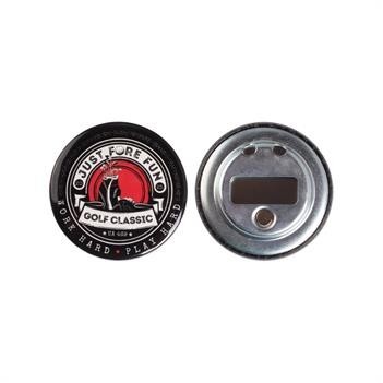 Round Celluloid Button Bottle Opener w/Magnet