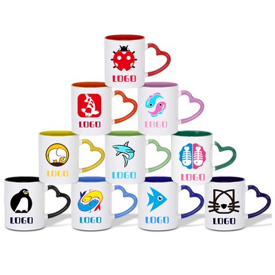 11oz Heart-Shaped Handle Ceramic Cup