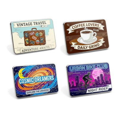 Printed Dome Rectangle Lapel Pins - Stock Shapes