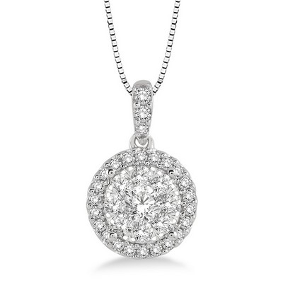 Jilco Inc Diamond Cluster Necklace - White Gold